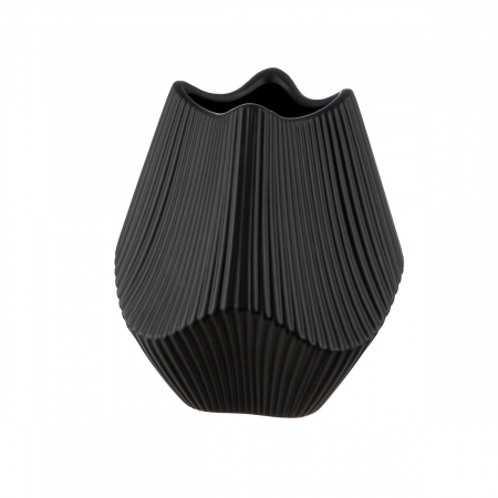 Vaza, Lapci, Ceramica, neagra, PU 2, L. 15 cm, L. 15 cm, H. 18 cm VAZE SI GHIVECE - Vaza, Lapci, Ceramica, neagra, PU 2, L. 15 cm, L. 15 cm, H. 18 cm