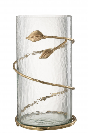 Vază, Leaf Long Sticlă/Fier Transparent/Auriu, L 17.5| W 17.5| H 34 cm SALE % - Vază, Leaf Long Sticlă/Fier Transparent/Auriu, L 17.5| W 17.5| H 34 cm