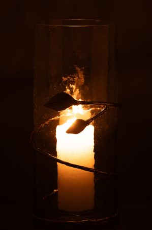 Vază, Leaf Wide Sticlă/Fier Transparent/Auriu, L 15| W 15| H 40 cm [2]