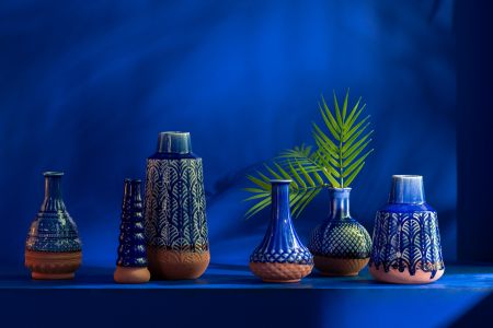 Vază, Leo Alungită Porțelan, Albastru/Terra L, L 13| W 13| H 25.5 cm [2]