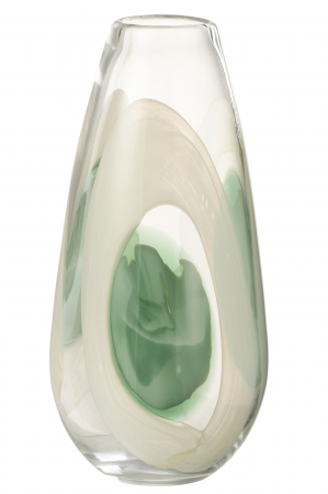 SALE % - Vază, Livy Sticlă, Verde/Alb/Transparent M, L 17.5| W 17.5| H 37 cm