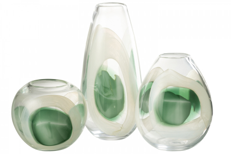 Vază, Livy Sticlă, Verde/Alb/Transparent M, L 17.5| W 17.5| H 37 cm [1]