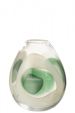 SALE % - Vază, Livy Sticlă, Verde/Alb/Transparent M, L 20.5| W 20.5| H 25.5 cm