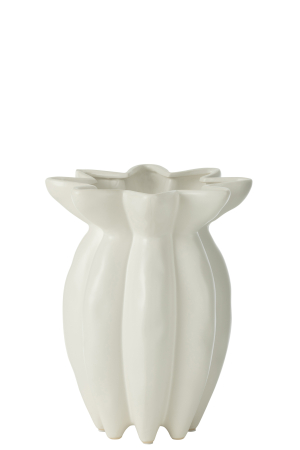 SALE % - Vază, Lotus ceramică, Albă S, L 24.5| W 24.5| H 30 cm