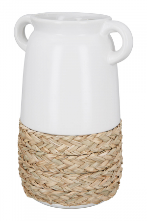SALE % - Vaza Lucca, Ceramica, Alb/Crem, 13.5x16.5x24.5 cm