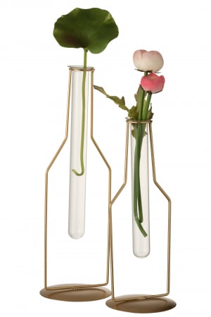 SALE % - Vaza tube, Metal, Auriu, 10.5x10.5x33