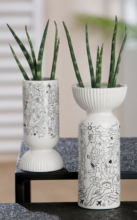 SALE % - Vaza Modern Art, portelan, alb,  15x7.5 cm