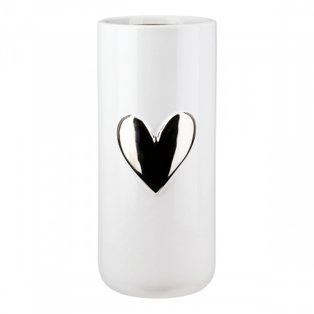 SALE % - Vaza, Modern Heart, Motiv inima, Ceramica, alba, PU 3, H. 22 cm, D. 10 cm