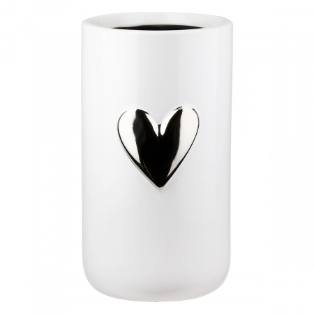 SALE % - Vaza, Modern Heart, Motiv inima, Ceramica, alba, PU 4, H. 15,5 cm, D. 9 cm