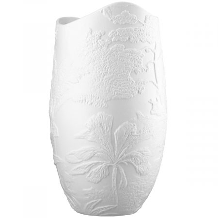 Vază, motiv frunze, Porțelan, alb, PU 2, L. 14 cm, L. 15 cm, H 30 cm [2]