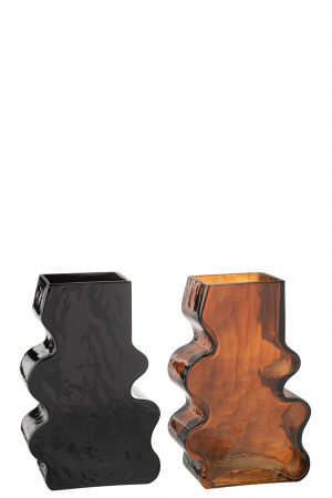 Vaze si boluri - Vază, neregulată din sticlă Camel/Maro închis Sortiment M de 2, L 16| W 8| H 25 cm