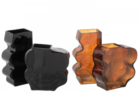 Vază, neregulată din sticlă Camel/Maro închis Sortiment M de 2, L 16| W 8| H 25 cm [1]