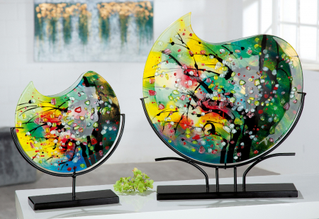SALE % - Vaza Nicosia, Sticla, Multicolor, 45x52x10 cm