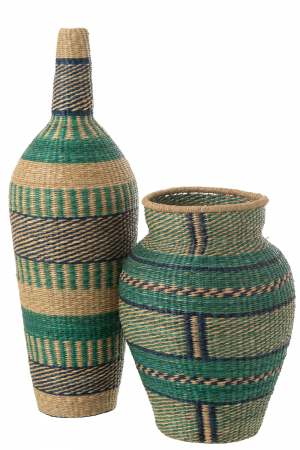 Vază, Ninon Stripes, iarbă de mare natur/Azuriu/Albastru închis, L 30| W 30| H 90 cm [1]
