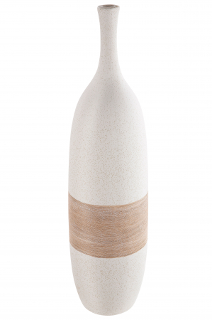 Vaze si boluri - Vaza Olbia, Ceramica, Crem/Maro, 40x11.5 cm