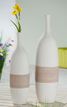 Vaza Olbia, Ceramica, Crem/Maro, 40x11.5 cm [1]