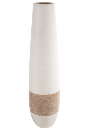 SALE % - Vaza Olbia, Ceramica, Crem/Maro, 66x17 cm
