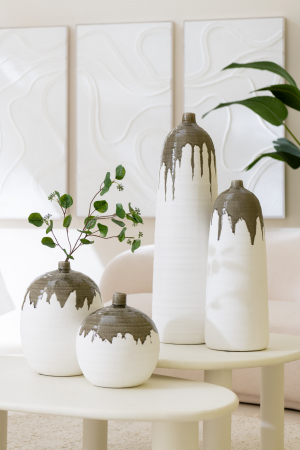 Vază, Olea Sticlă, rotundă, Verde Masline/Alb, L 21.5| W 21.5| H 23.5 cm [3]