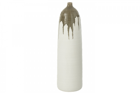 SALE % - Vază, Olea Sticlă Verde Măsline/Alb M, L 20| W 20| H 67.5 cm