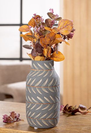 Vaza, „Oliva”, ceramica, verde, negru, PU 4, H 20 cm, A. 10 cm [2]