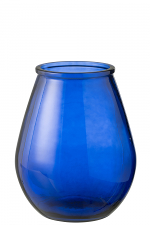 SALE % - Vază, Ou Sticlă, Albastra M, L 29| W 29| H 35.5 cm