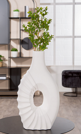 SALE % - Vaza, Paula, Ceramica, alba, PU 2, L. 12 cm, L. 24 cm, H. 45 cm