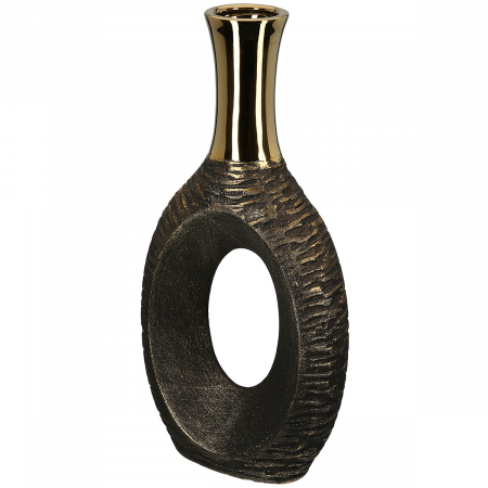Vază perforată, Ceramică, antracit, auriu, PU 2, L. 9 cm, l. 19 cm, H 51 cm SALE % - Vază perforată, Ceramică, antracit, auriu, PU 2, L. 9 cm, l. 19 cm, H 51 cm