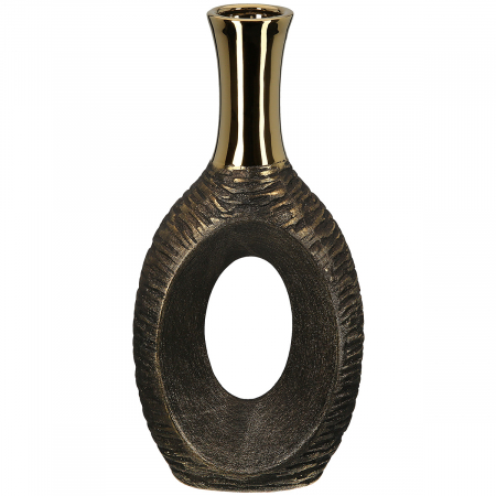 Vază perforată, Ceramică, antracit, auriu, PU 2, L. 9 cm, l. 19 cm, H 51 cm [2]