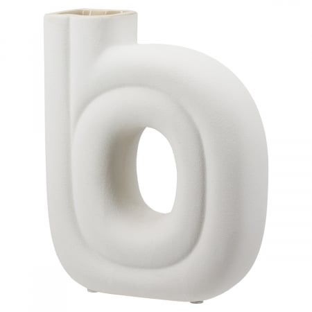 SALE % - Vaza perforata, Oslo, Ceramica, alba, PU 4, L. 7,5 cm, L. 16,5 cm, H. 21 cm