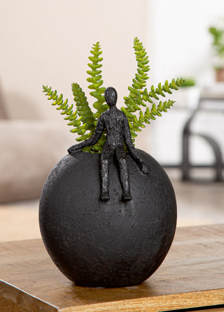 Vază, Persoană, Rășină sintetică, negru, PU 2, L. 15 cm, l. 17 cm, H 22 cm [3]