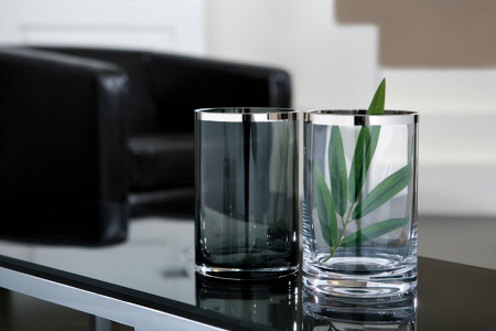 SALE % - Vaza Platinum, Sticla/Platina, Negru, 7x4.50 cm