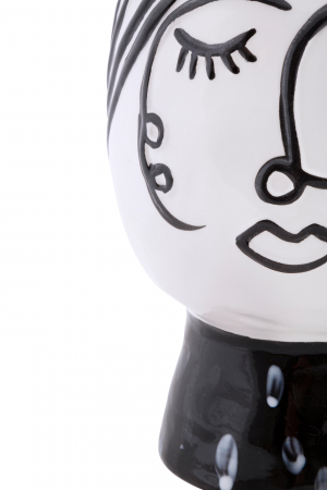 Vaza Pot face, portelan, alb/negru, 14X18.2  cm [3]