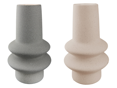 VAZE SI GHIVECE - Vaza, "Radon", Ceramica, bej, gri, PU 4, 2 asortate, H 19,5 cm, A. 11 cm
