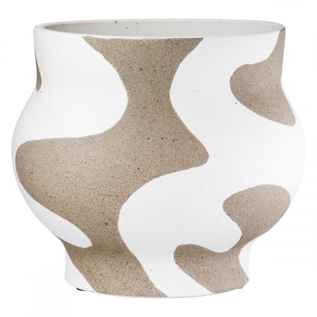 SALE % - Vaza, rotunda, Areno, Ceramica, gri, alb, PU 2, H. 20 cm, D. 22,5 cm