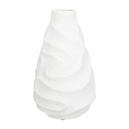 SALE % - Vaza, rotunda, Ondulas, punctata, Ceramica, alba, PU 2, H. 30 cm, D. 18 cm
