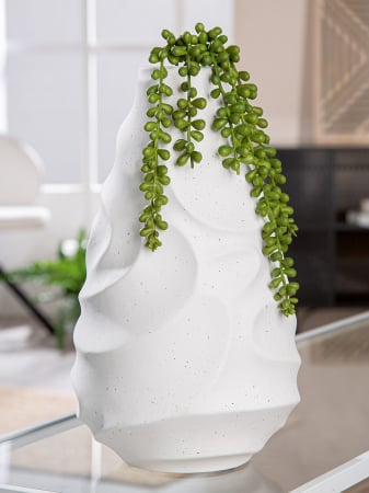 Vaza, rotunda, Ondulas, punctata, Ceramica, alba, PU 2, H. 30 cm, D. 18 cm [3]