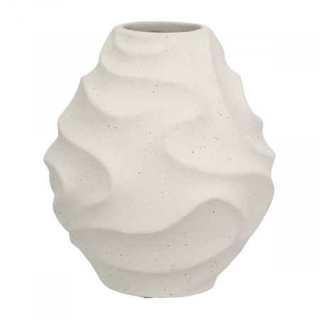 Vaza, rotunda, Ondulas, punctata, Ceramica, gri deschis, PU 2, H. 20 cm, D. 18 cm VAZE SI GHIVECE - Vaza, rotunda, Ondulas, punctata, Ceramica, gri deschis, PU 2, H. 20 cm, D. 18 cm