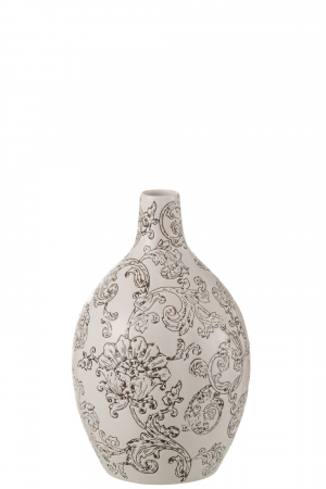 SALE % - Vază, rotundă, Zen Porțelan, Alb/Negru, L 20| W 20| H 33 cm