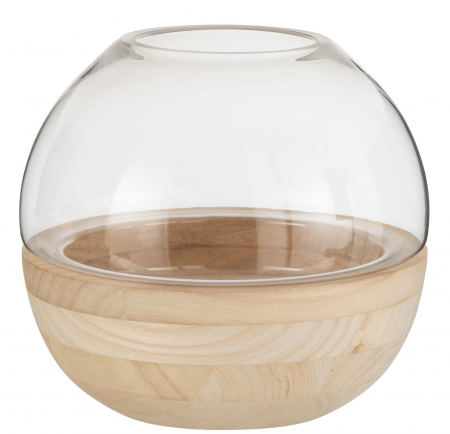 SALE % - Vaza Round, Sticla, Natural, 25x25x22.5 cm