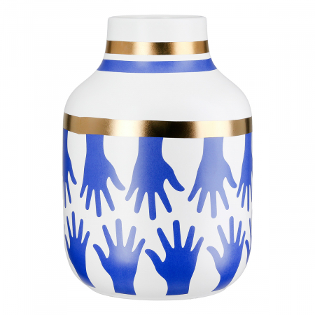 SALE % - Vază, Santorini, Motiv mână, Ceramica, alb, PU 2, H. 24 cm, D. 16 cm