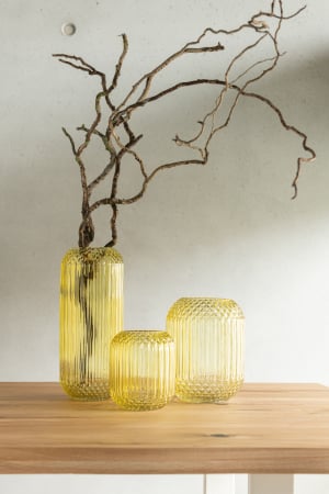 SALE % - Vaza, Sticla, Galben, 14.5x14.5x17
