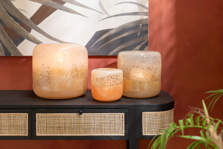 SALE % - Vaza, Sticla, Maro, 14.2x14.2x13.2