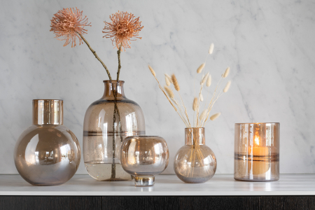 SALE % - Vaza, Sticla, Maro, 18x18x29