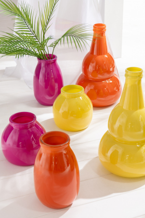 Vază, Sticlă Portocaliu Roz M, L 17.5| W 17.5| H 28 cm [1]