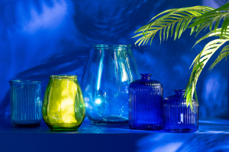 Vază, Stripe Sticlă, Albastra, L 15| W 15| H 20 cm [1]