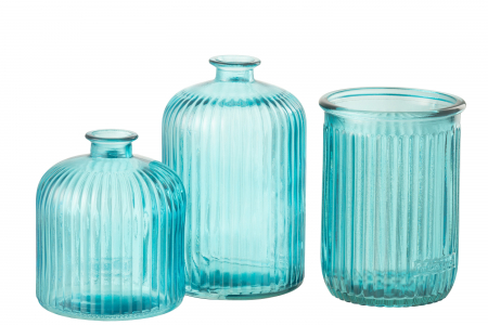 Vază, Stripe Sticlă, Aqua, L 15| W 15| H 20 cm [1]