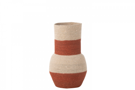 SALE % - Vază, Stripes iarbă de mare, natur/Terracotă, L 22| W 22| H 52 cm