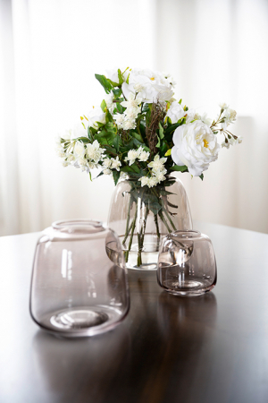 SALE % - Vaza Sunday, Sticla, Gri deschis transparent, 19x18 cm