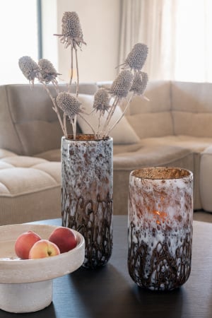Vază/Supportul de lumanare Petra Sticlă, Maro/Alb M, L 14| W 14| H 35 cm [4]