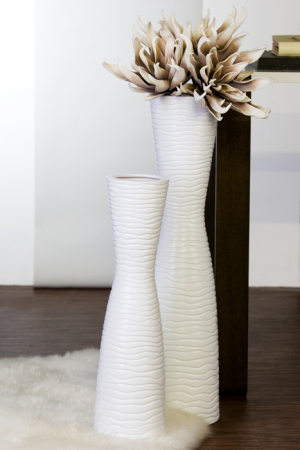 IN STOC - Vaza Tamera, ceramica, alb, 77x16 cm